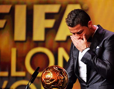 Ronaldo with the Ballon d'Or