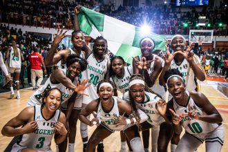 D’Tigress celebrating Afrobasket victory