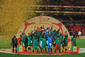 Senegalese players celebrating