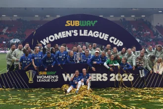 Chelsea Women celebrating Women's League Cup