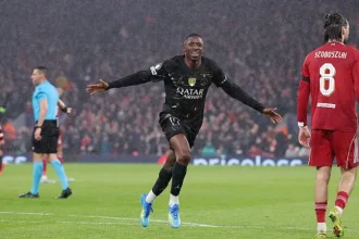 Ousmane Dembele celebrating