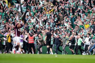 Celtic fans celebrating