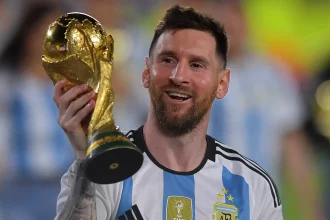 Lionel Messi with the 2022 World Cup