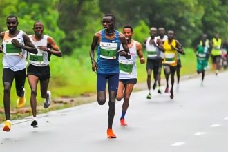Runners at Okpekpe international 10km road race